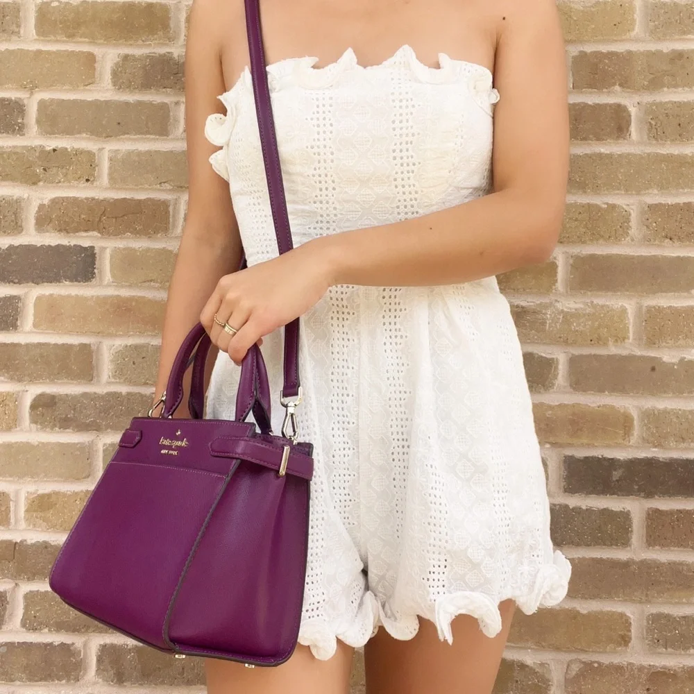 Kate Spade Leather Satchel Crossbody Purple - Picture 2 of 4